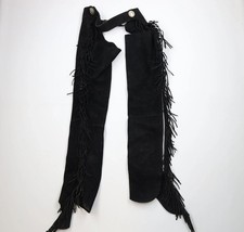 Vtg 70s Streetwear Mens MT Western Fringed Suede Leather Riding Chaps Pants USA