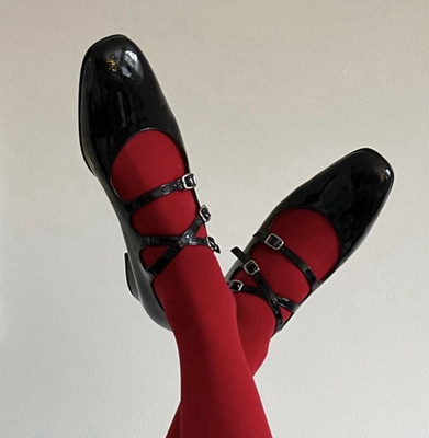CAREL Paris Kina schwarze Lackleder Mary Janes Pumps 36,5 neu. Made in Italy