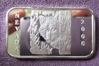 Nevada w/Wolf 2006 RARE  1 Troy Oz. .999 Fine Silver Art Bar Golden State Mint