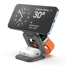 KU XIU X55 Plus 3 in 1 Charging Station for Apple Devices, Magnetic Foldable Wir