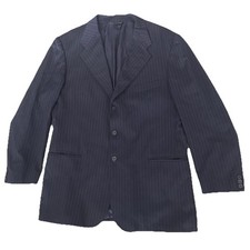 Ermenegildo Zegna Blue Wool Pinstripe Super 120  s Blazer Jacket 44L / 44 L