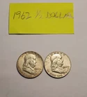 (Lot Of 2)  1962-D Benjamin Franklin Half Dollar US  Coins 90% Silver