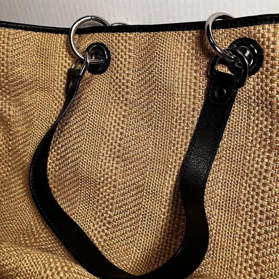 Bolso de Mano Kate Landry Grande Unisex Yute y Cuero Verano Playa Pulpo Hobo Boho Foto 4 de 4