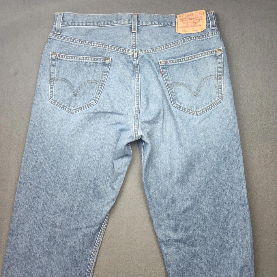 Pantalones de mezclilla vintage Levis 505 para hombre 36x34 azul regular pierna recta Y2K Foto 4 de 4
