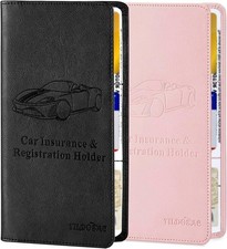 2 Pack Leather Car Registration and Insurance Card Holder Glove Box Organizer