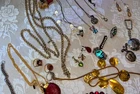 Vintage Jewelry Costume Gemstone Accessories Scarf Clip Lipstick Case