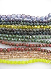 BEAD LOT 10 strands Czech Glass Firepolish 4mm  6mm Craft Art Jewelry Mix Gift