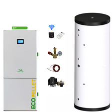 Caldaia a pellet EcoPellet 24 kW + accumulatore tampone 600 L + kit accessori, riscaldamento pellet