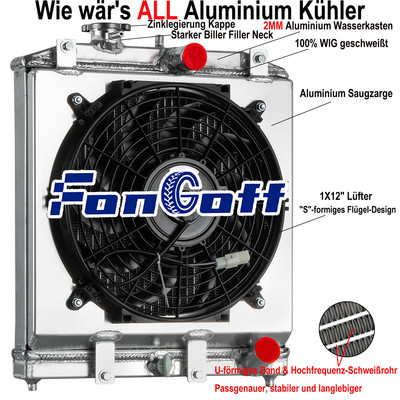 4 Reihe Kühler + Lüfter Für Honda Civic EK EG /CRX Del Sol 92-2000 1993 1994