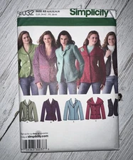 SIMPLICITY 4032 SEWING PATTERN MISSES' JACKETS & VEST SIZE 8 - 16, UNCUT