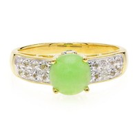 Cavill Ring 925 Silber Gelbvergoldet 1,08Ct WeißEr Topas GrüN Chrysopras