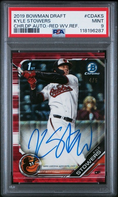 Kyle Stowers 2019 Bowman Chrome Auto /5 Red Wave Refractor PSA 9 MINT