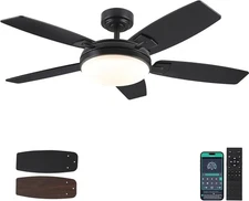 Kviflon 52 in. Ceiling Fan Modern Integrated Dimmable 3 Colors Light Remote/APP