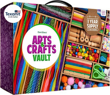 Arts and Crafts Vault - Craft Supplies Kit in a Box - Gift for Kids Ages 4 5 6 7