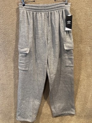 Umbro Soccer Baggy Mens Grey Cargo Sweatpants Drawstring Waist Logo Size L NEW!