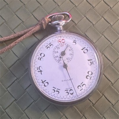Gallet Swiss Mechanical Stopwatch Silver Running & Working. 