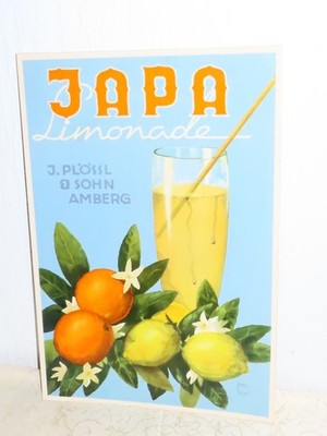 JAPA lemonade Amberg J. Plössl & Sohn cardboard sign lemonade advertising N3