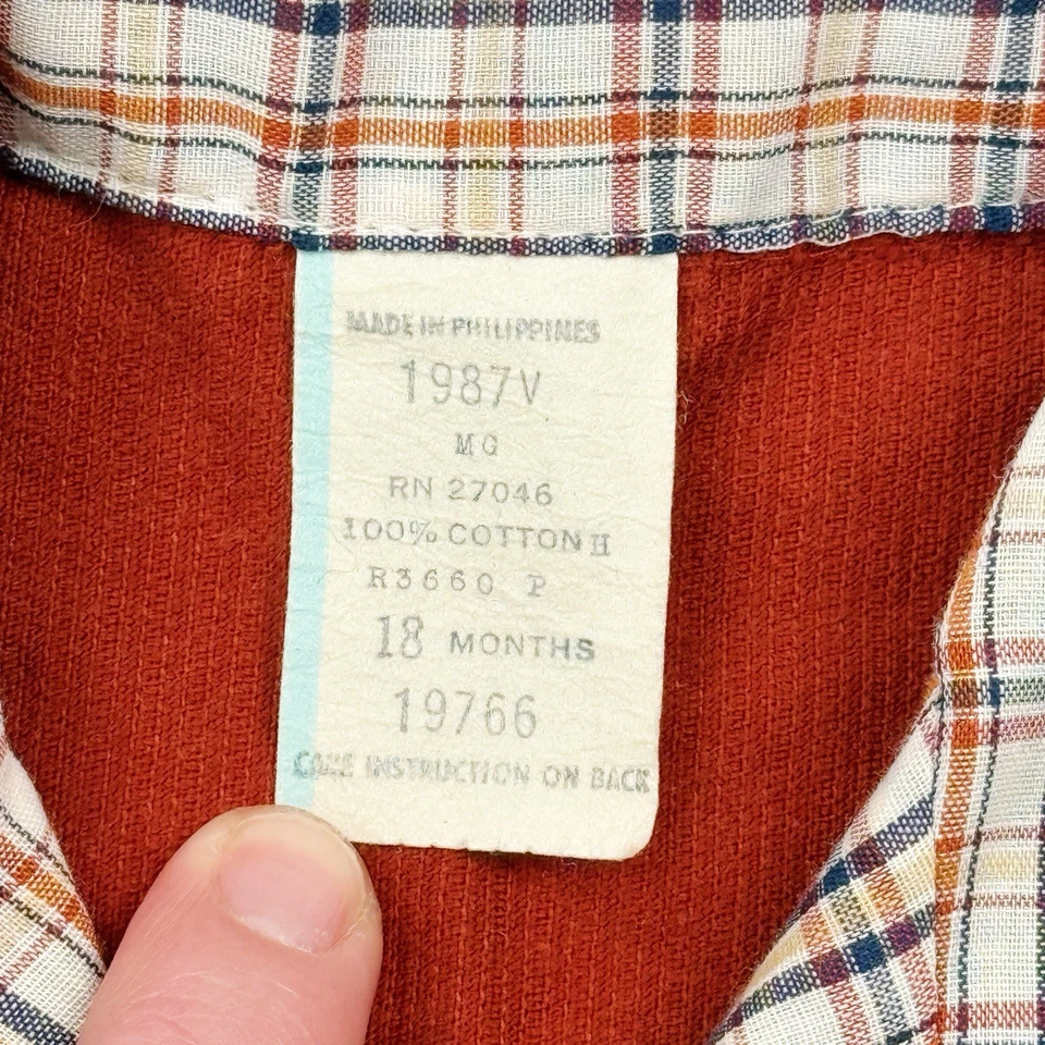 Conjunto de camisa xadrez vintage década de 1980 colete de veludo masculino 18 meses - Imagem 2 de 4
