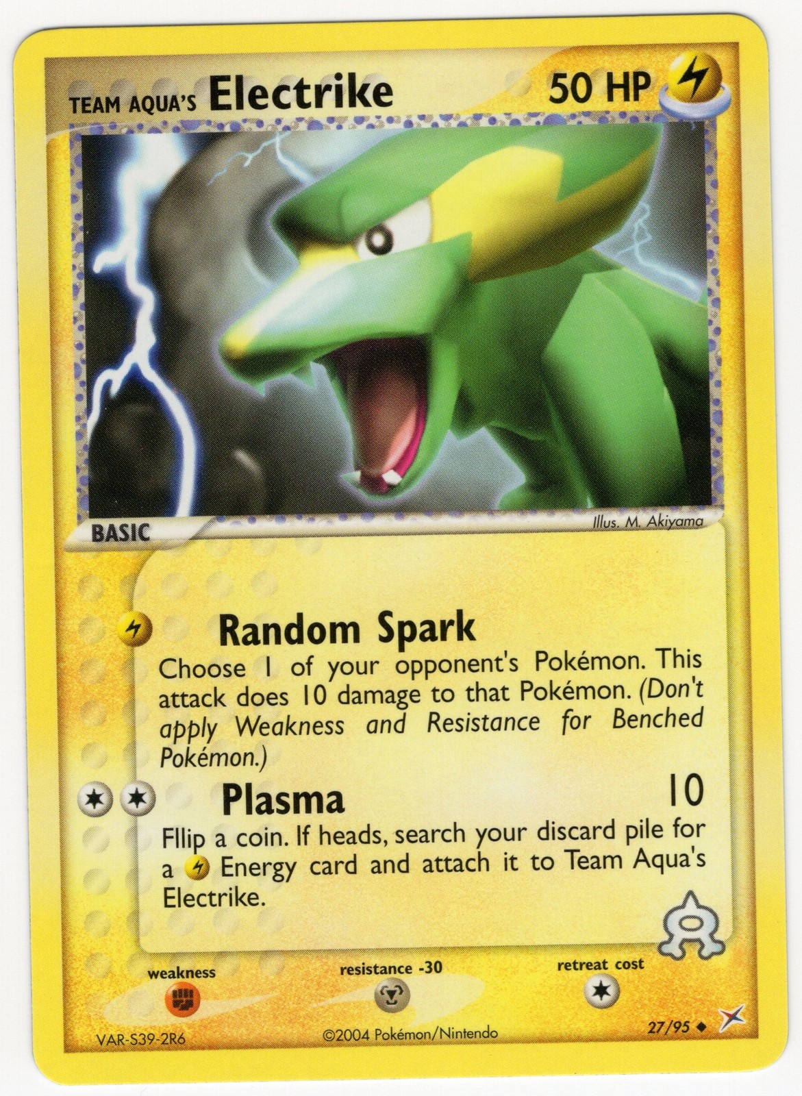 Team Aqua's Electrike 27/95 EX Team Magma vs Team Aqua Pokemon Card NM