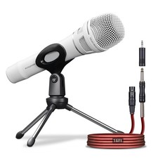 SonixForce Dynamic Microphone - Premium Handheld Wired Mic with 16ft A-White