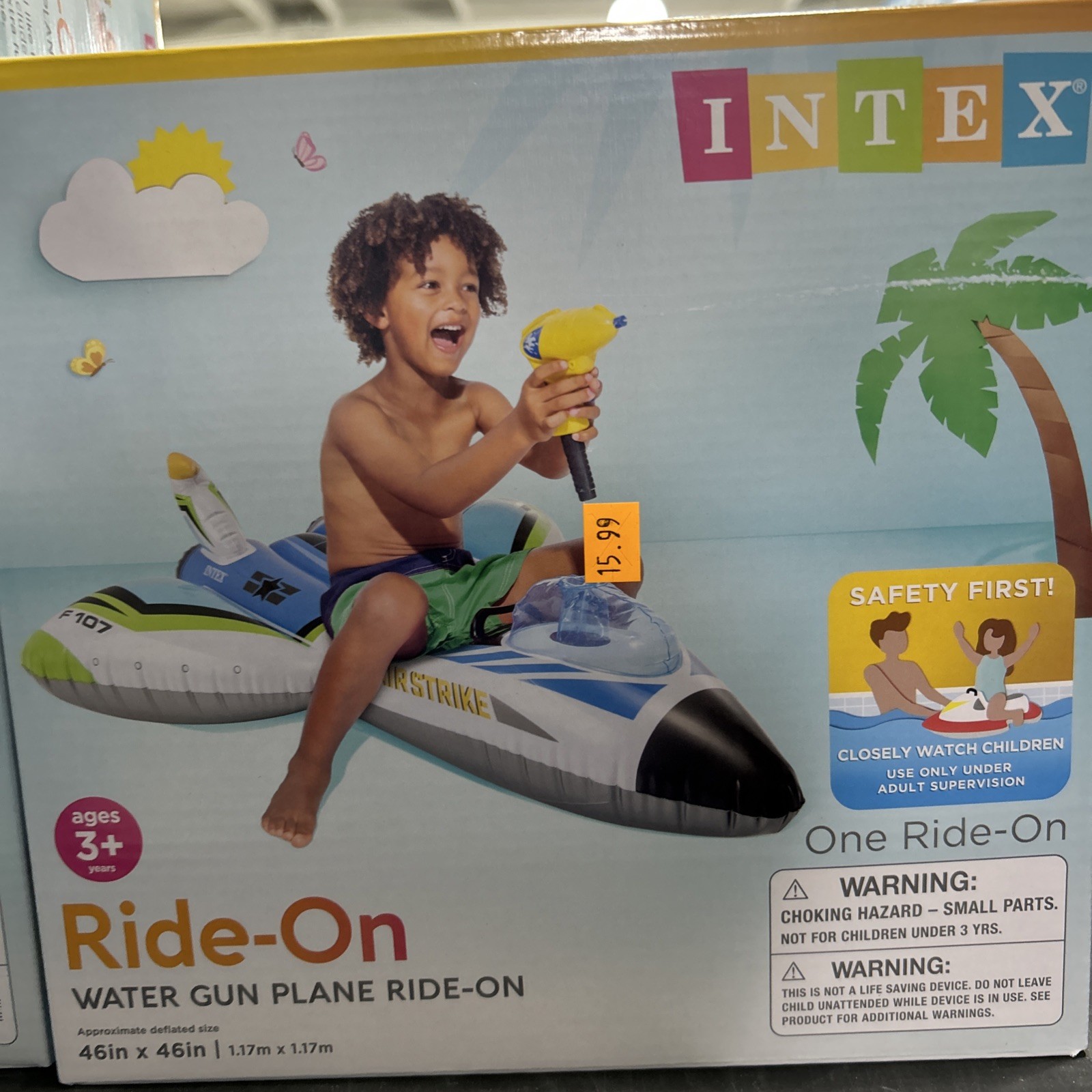 Avión pistola de agua inflable Intex *Nuevo*Pisol flotador rojo 46 x 46 vinilo
