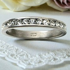 Sterling Silver Ring Channel Set Cubic Zirconia Eternity Band Formal Jewelry 8