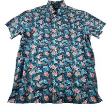 Daniel Cremieux Shirt Mens L Large Supima Cotton Tropical Button Up Short Sleeve