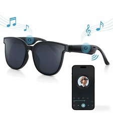 AI Smart Glasses Wireless Bluetooth Music Sunglasses W Speakers Blocks 99.9 UV