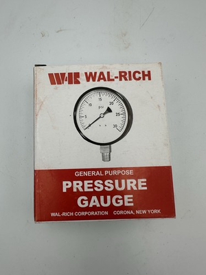 #ad #ad Wal Rich General Purpose Pressure Gauge NOS Part #1712808 PSI Dial in Box $23.00