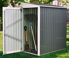 Narrow Alleyway Metal Shed- Hinged Door, Galvanized Steel- 3'5" wide x 6'1" long
