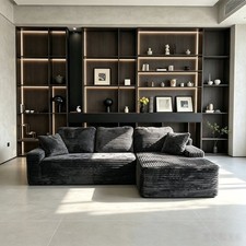 96"Frameless Boneless Soft Sofa,Cloud Sectional Couch With L-Shaped Chaise Gray