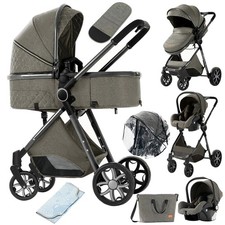 Poussette Bébé 3 en 1 Haute Vue Légère Compacte Pliable Voyage Facile Confort