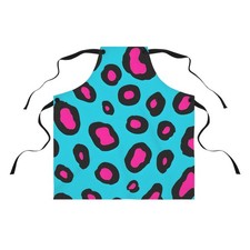 Turquoise Pink Leopard Apron | Animal Print Kitchen Apron