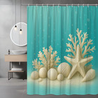 Ocean Themed Shower Curtain with Coral and Seashells, Beach Decor