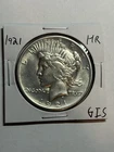 1921 $1 Silver Peace Dollar Choice AU+/UNC High Relief Key Date