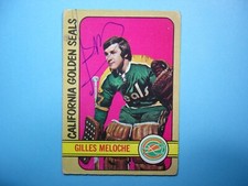 1972/73 O-PEE-CHEE HOCKEY CARD 112 GILLE MELOCHE ROOKIE RC GD AUTO AUTOGRAPH OPC