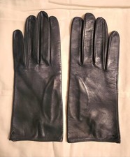 Women Dainty Small Size Vintage Midnight Blue Leather Gloves No Tags Never Worn
