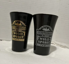 Wild Spirit Liqueur Liquor Flared Ceramic Shot Glasses 3.25 “ Black Set of 2