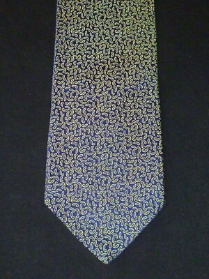 Ted Baker Blue & Gold/Green Paisley Drop THICK Silk Tie, MI USA