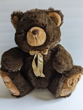 Vintage Teddy Bear 15 Inches Dark Brown Plush Stuffed Animal 1989 Excellent Cond