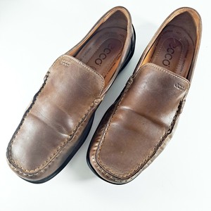 Ecco Para Hombre Comodidad Zapatos Talla 44 EU 10 nos marrón cuero  antideslizante en mocasines para conducir | eBay