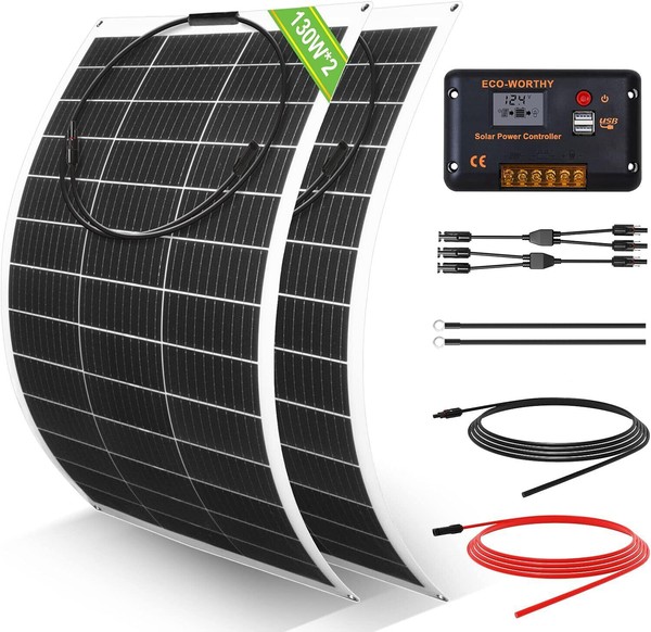 260W Flexibel Solarpanel Solarmodule Kit Solaranlage Mono FüR Wohnmobil Boot Rv-image