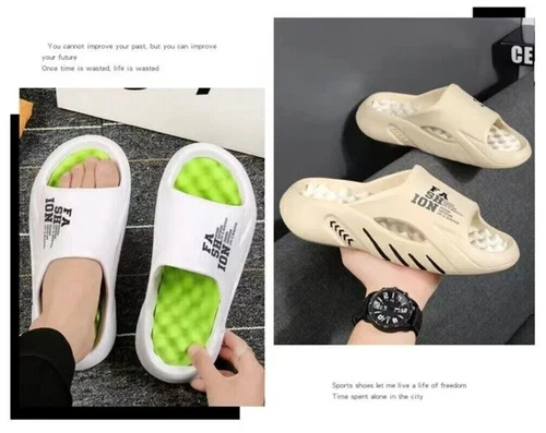 Summer Men's Massage Slippers Side Indoor Outdoor Sandals Beach Casual Shoes - Picture 18 of 26