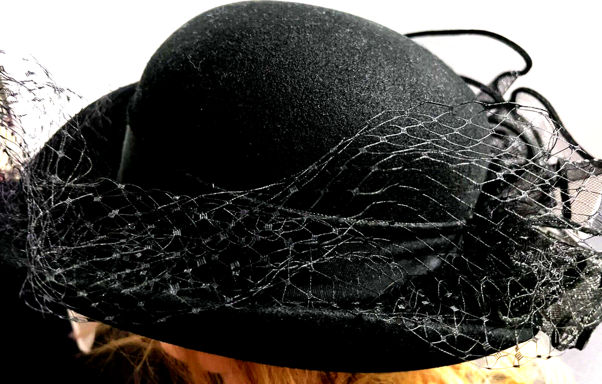 Black color Deborah church style wool hat with decor Vintage Deborah New York Hat – Dovetail main image 4