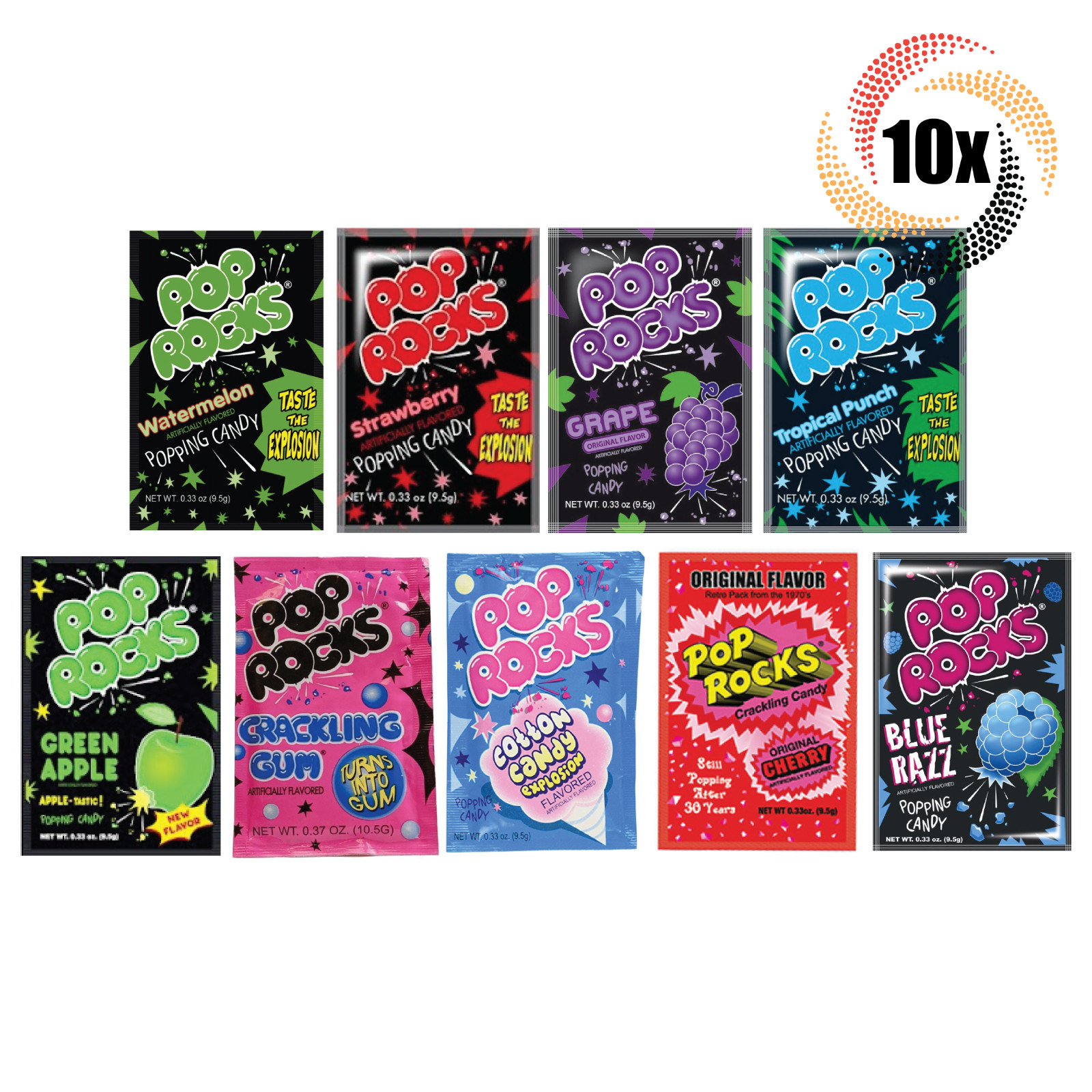 10 упаковок леденцов с разнообразным вкусом Pop Rocks, 33 унции (Смешивайте и сочетайте вкусы!)