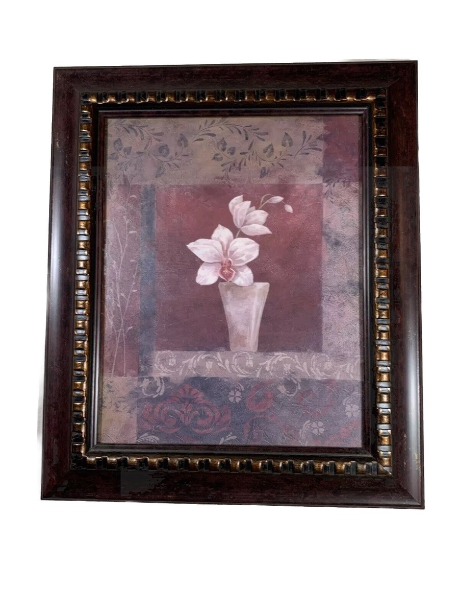 Vivian Flasch Art Print Orchid Floral Ornate Frame Plum Tones