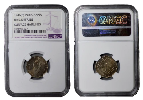 British India 1946 (B) Anna NGC UNC Details