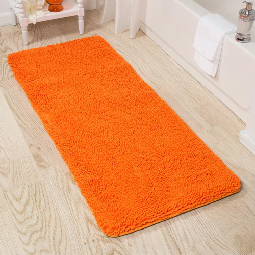 Shag Memory Foam Bath Mat Non-Slip Backing Solid Orange Rug 24 In. X 60 In. - Picture 3 of 3