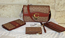 NWT Coach Tan Rust Coated Signature Studio Shoulder Bag or Bag 2-pc set Options 