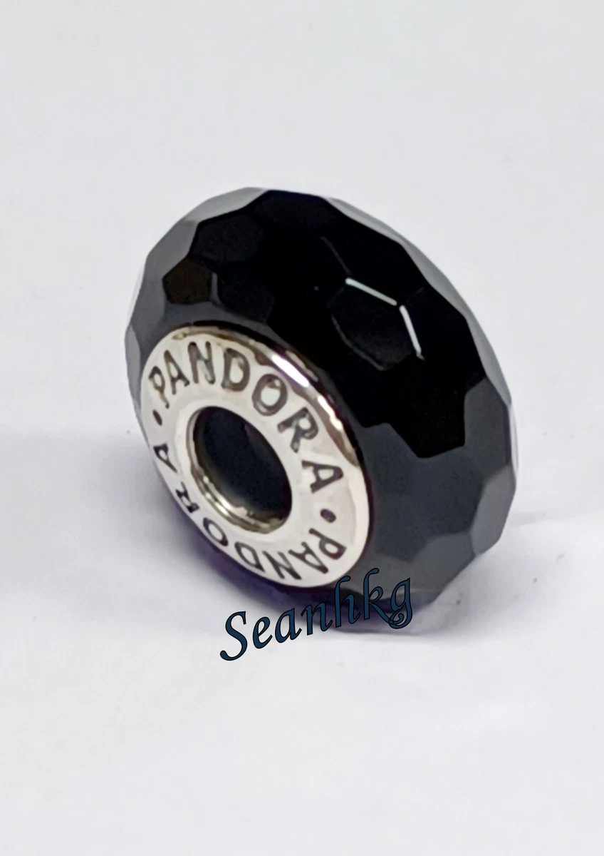 Pandora Black Faceted Murano Glass Charm Sterling Silver Authentic